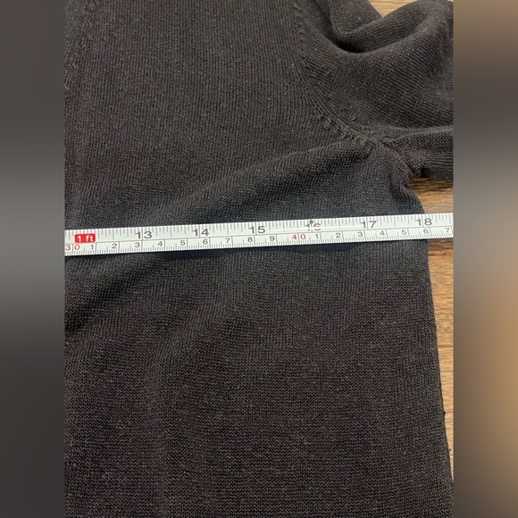 ANN TAYLOR Linen Blend Open Front Cardi Sweater Black Sz XS Classic Office Minim - Picture 7 of 8